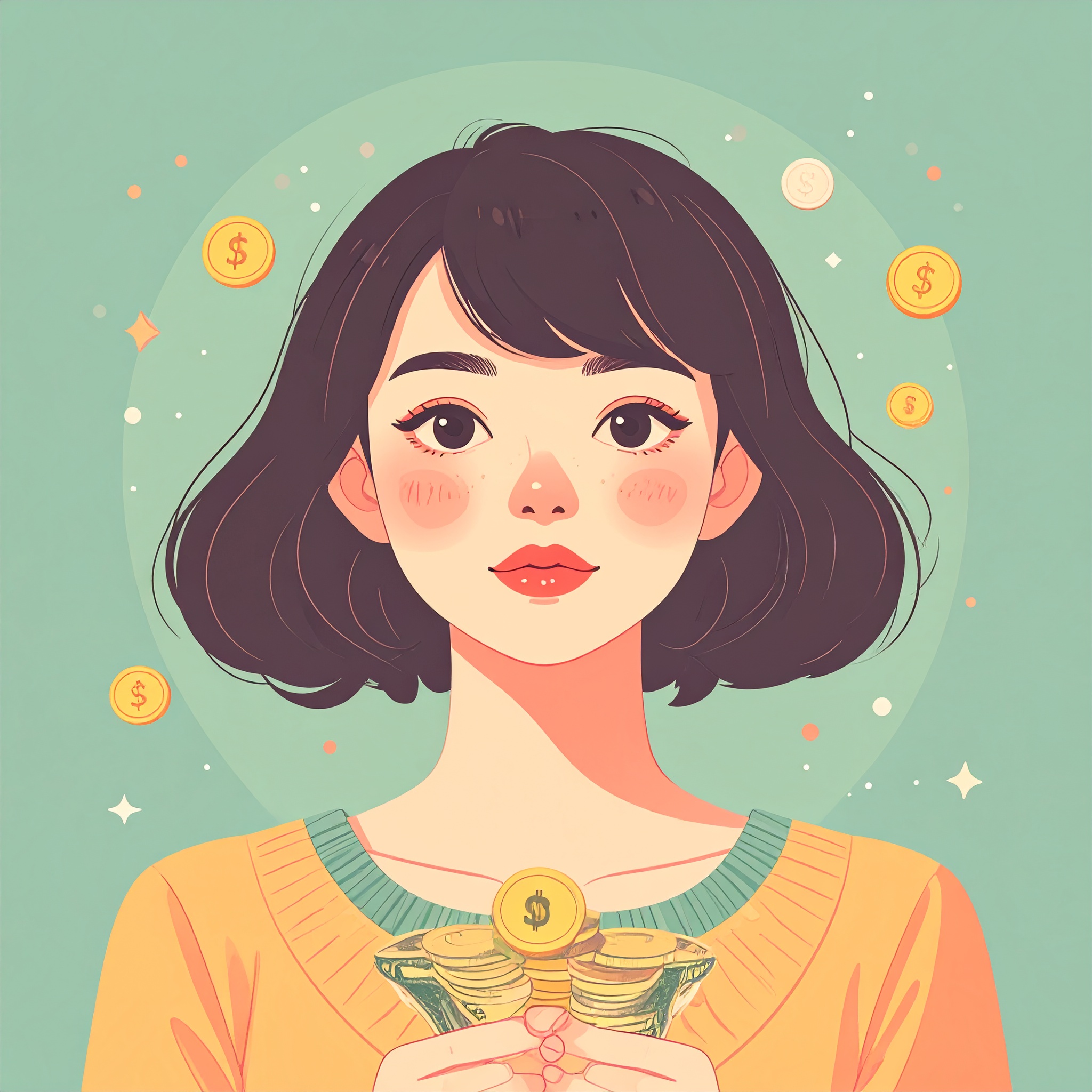 お金を持っている女の子