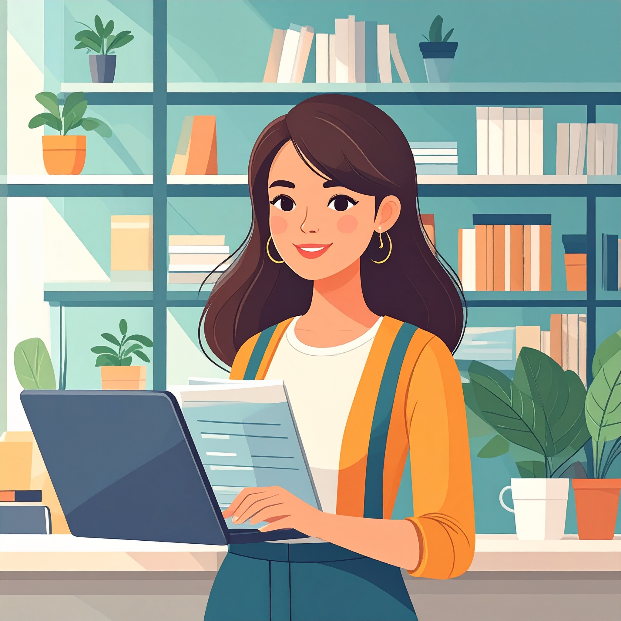 パソコンを持っている女性