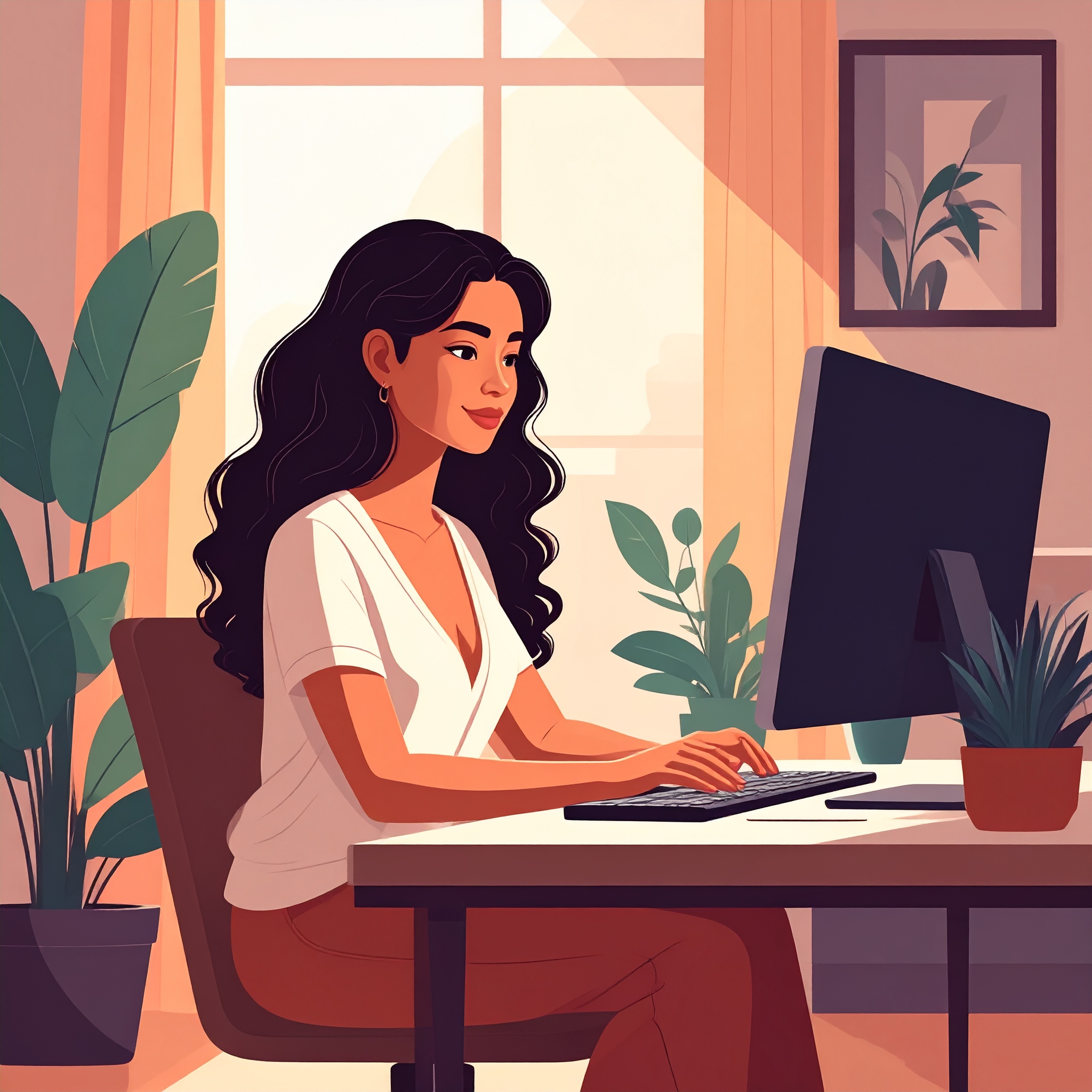 ブログを書いている女性