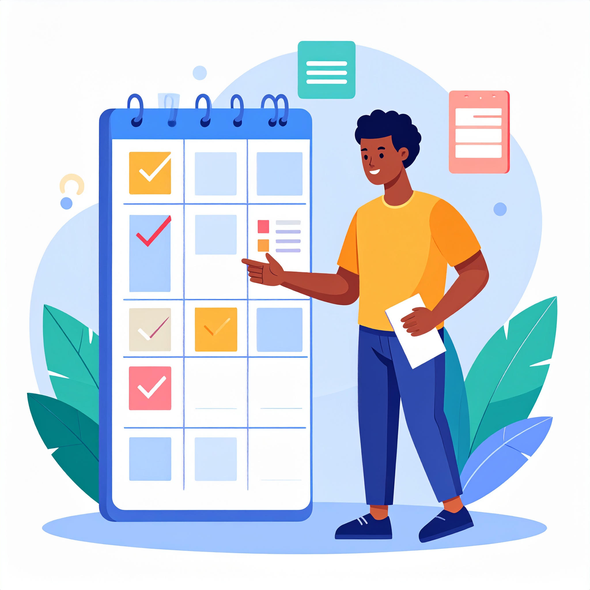 タスク管理している人のイラスト