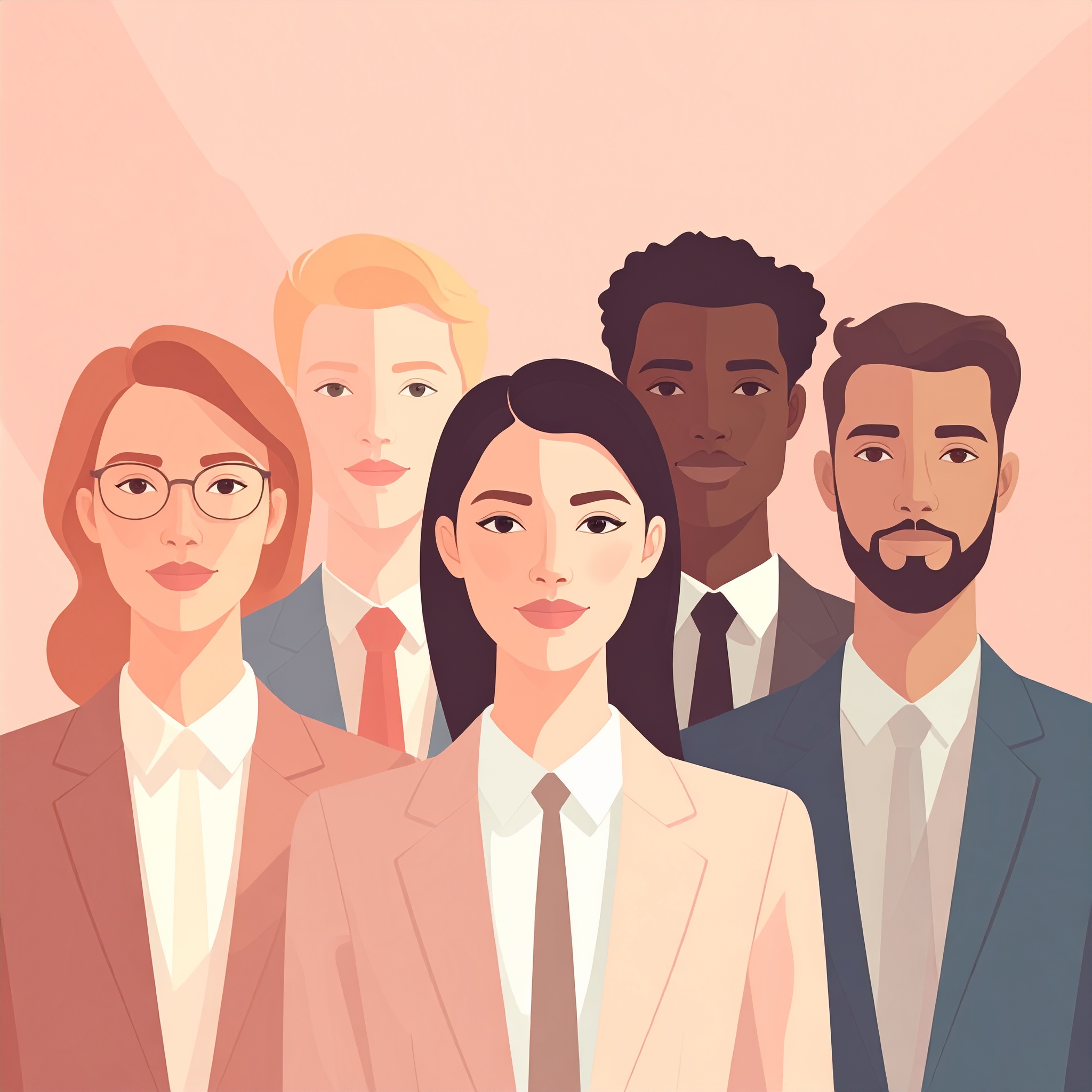 ビジネスマン５人のイラスト