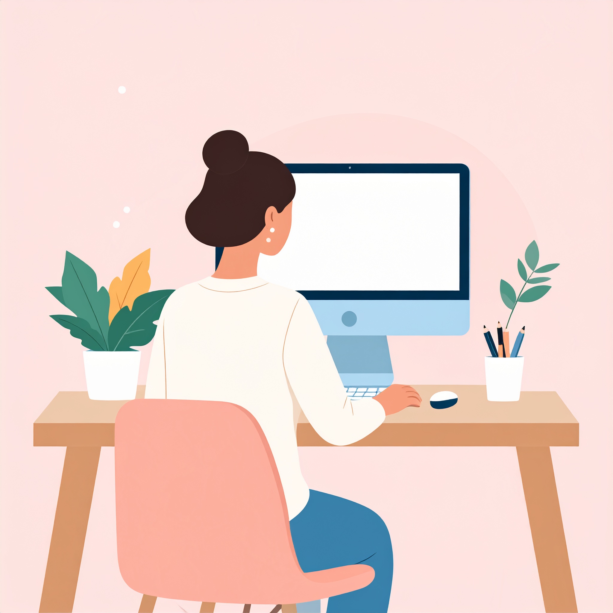 パソコンで作業している人のイラスト