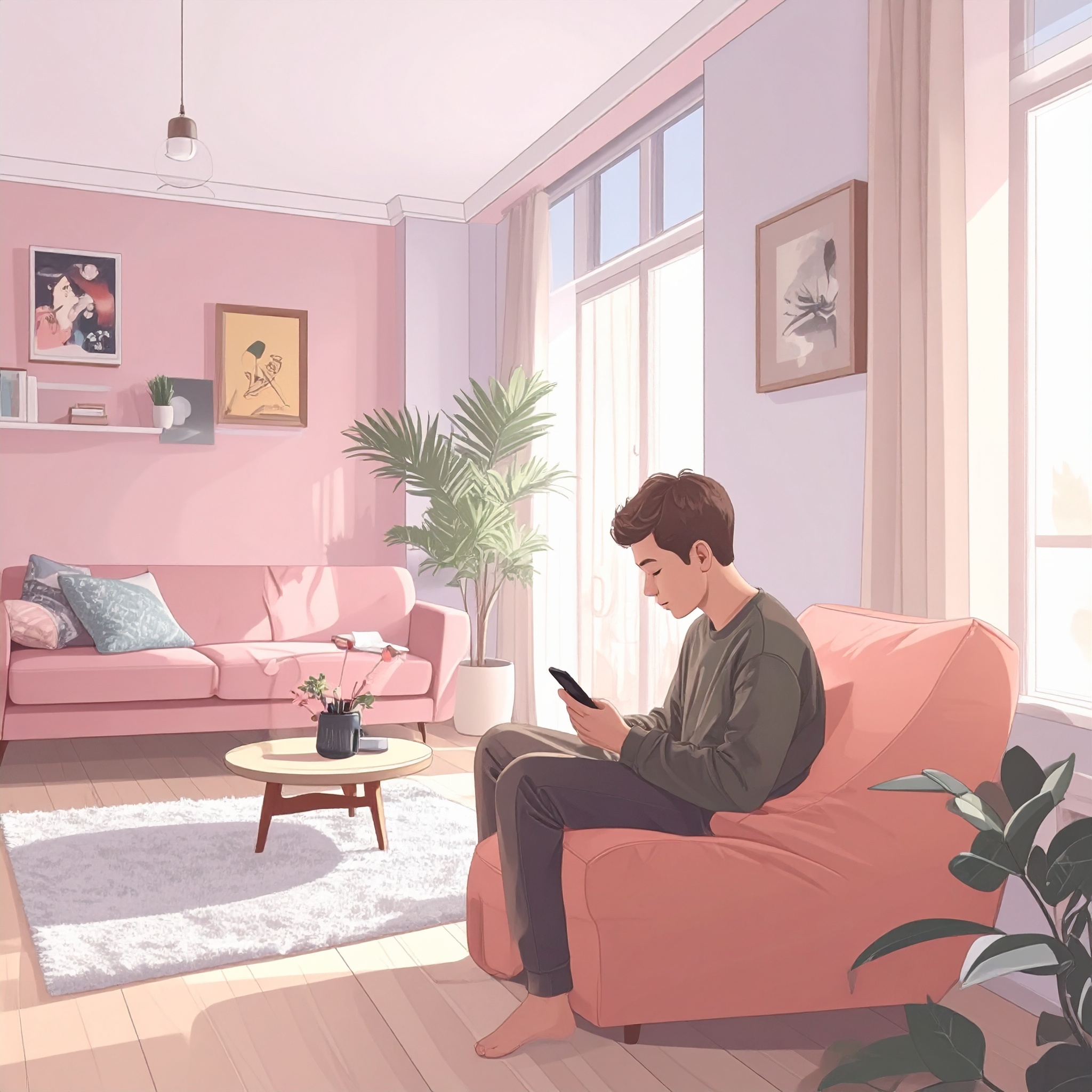 携帯をいじっている人のイラスト